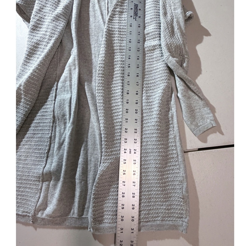 Tahari Womens Gray Cotton Cashmere Textured Open Front Longline Cardigan Size S - Picture 7 of 7